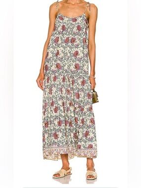 NATALIE MARTIN Melanie Dress Vintage Flowers Lavender Floral Tie-Shoulder Maxi S